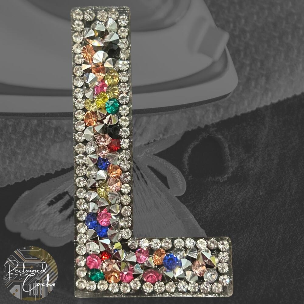 Letter L Multicolor Rhinestone Iron On Patch